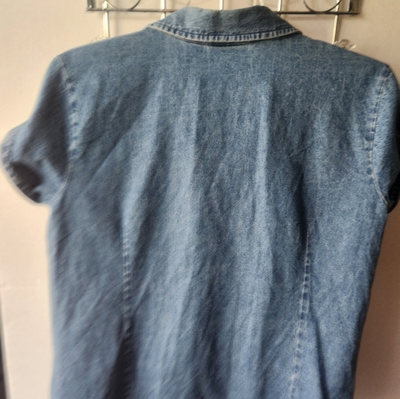 Vintage 90's denim fitted button up, short sleeve button strap - Picture 5 of 5